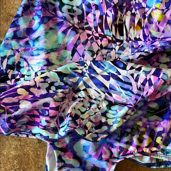 T.H.E. Swimwear Colorful Patterned Swimsuit Size 14 - Picture 2 of 5